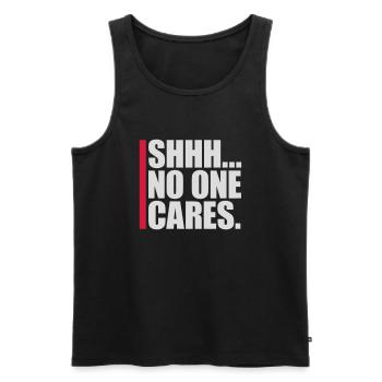 shhh no one cares - Männer Premium Bio Tank Top - Schwarz - Vorne - AI Model Male 178 light (178cm)