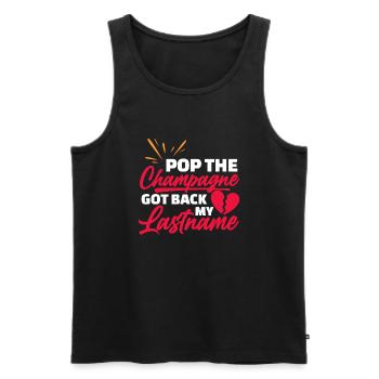 pop the got back my last name Design - Men's Premium Organic Tank Top - black - Front - Michal (187cm)