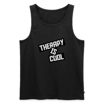 therapy is cool Quote - Men's Premium Organic Tank Top - black - Front - AI Model Male 178 light (178cm)
