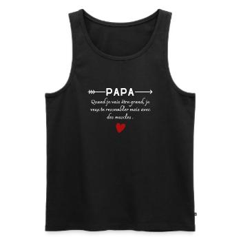 papa quand je vais etre grand- cadeau - Débardeur bio Premium Homme - noir - Devant - Michal (187cm)