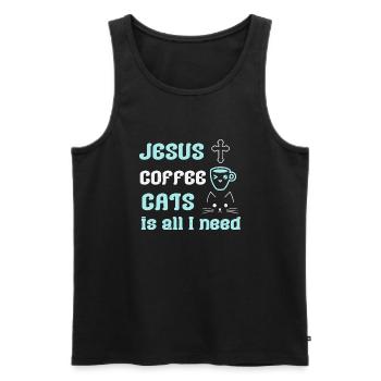 JESUS COFFEE CATS IS ALL I NEED - Men's Premium Organic Tank Top - black - Front - Michal (187cm)