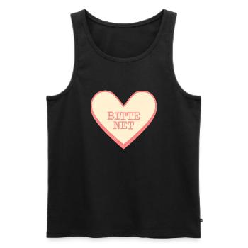 Zuckerherz Bitte net Lustige Sprüche Textherz - Männer Premium Bio Tank Top - Schwarz - Vorne - Michal (187cm)