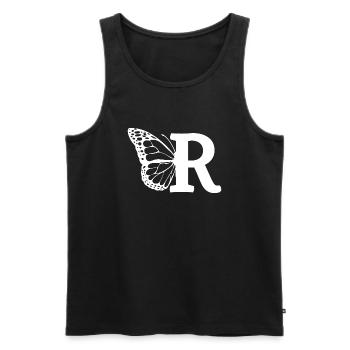letter R butterfly - Men's Premium Organic Tank Top - black - Front - AI Model Male 178 light (178cm)