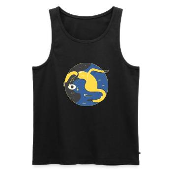 An unreal world apart - Men's Premium Organic Tank Top - black - Front - AI Model Male 178 light (178cm)