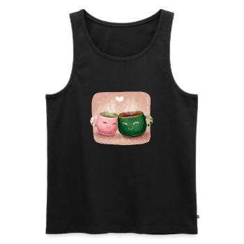 Cups of Love - Men's Premium Organic Tank Top - black - Front - AI Model Male 178 light (178cm)