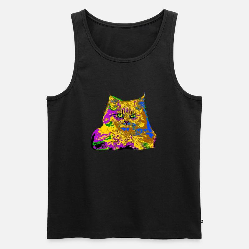 Bunte Katze - Männer Premium Bio Tank Top - Schwarz
