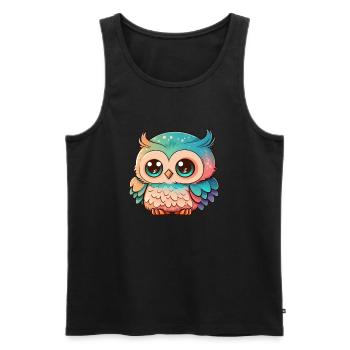 Kawaii Süße glückliche Eule - Männer Premium Bio Tank Top - Schwarz - Vorne - Michal (187cm)