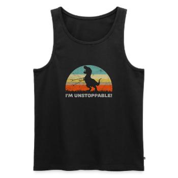Ich bin unaufhaltsam T Rex mit langen Armen Müllsammler - Männer Premium Bio Tank Top - Schwarz - Vorne - AI Model Male 178 light (178cm)