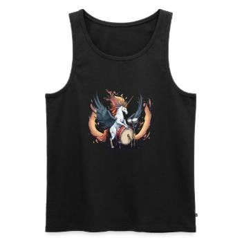 Unicorn on drums - Men's Premium Organic Tank Top - black - Front - Michal (187cm)