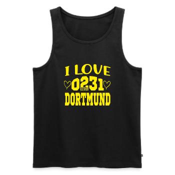 I Love Dortmund: Dortmund Fan-Ich bin Dormund Fan - Männer Premium Bio Tank Top - Schwarz - Vorne - AI Model Male 178 light (178cm)