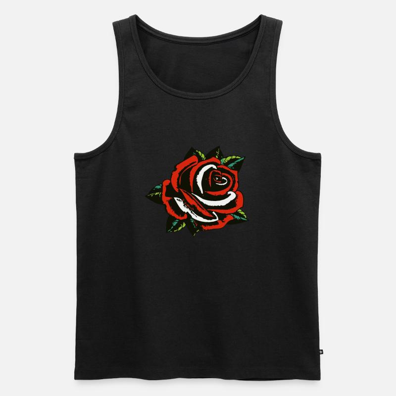 rosa Blütenblatt 200323 A - Männer Premium Bio Tank Top - Schwarz