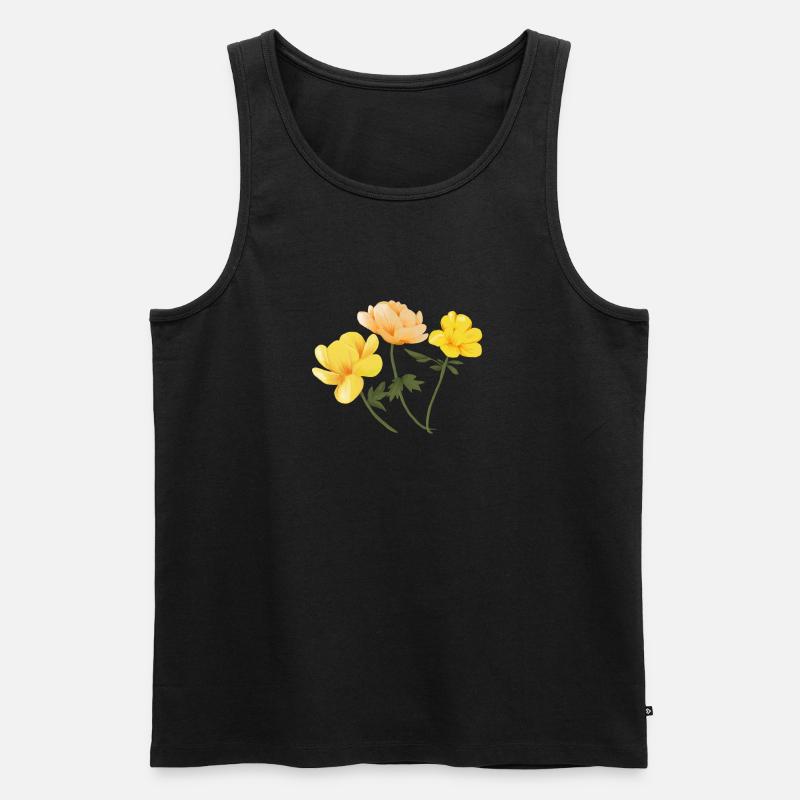 Flowers yellow - Männer Premium Bio Tank Top - Schwarz