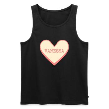 Vanessa Name Vorname rosa Zucker Herz - Männer Premium Bio Tank Top - Schwarz - Vorne - Michal (187cm)