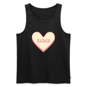Sarah Nom Prénom Pink Sugar Heart - Débardeur bio Premium Homme - noir - Devant - AI Model Male 178 light (178cm)