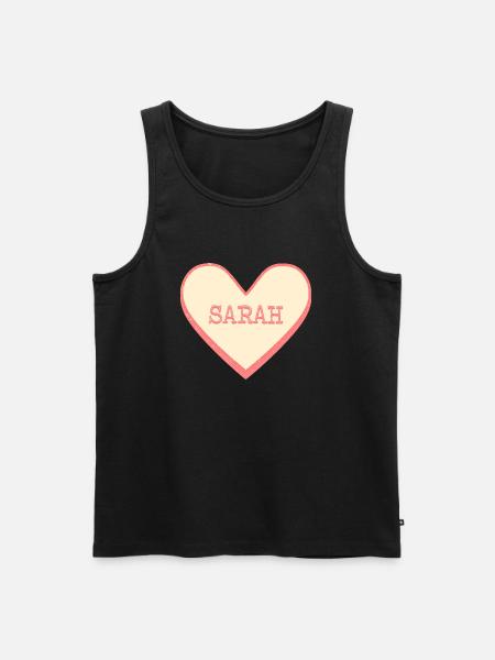 Sarah Surname First Name Pink Sugar Heart - Men's Premium Organic Tank Top - black