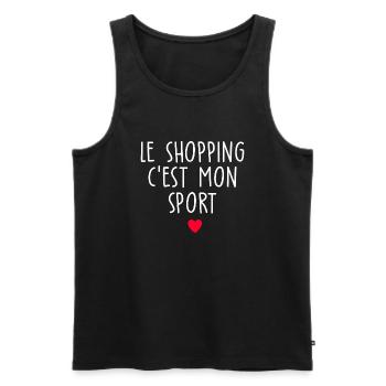 le shopping c est mon sport / cadeau humour femme - Débardeur bio Premium Homme - noir - Devant - AI Model Male 178 light (178cm)