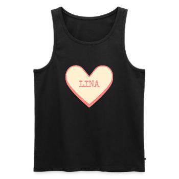 Lina Name Vorname rosa Zucker Herz - Männer Premium Bio Tank Top - Schwarz - Vorne - Michal (187cm)