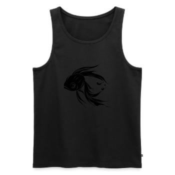 Süßer Fisch schwimmt im Meer - Illustration - Männer Premium Bio Tank Top - Schwarz - Vorne - Michal (187cm)