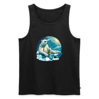 Polar bear chills with beer - Men's Premium Organic Tank Top - black - Front - Michal (187cm)