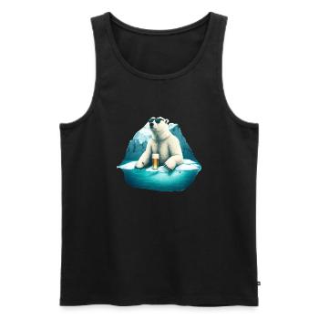 Cool polar bear with beer and sunglasses - Men's Premium Organic Tank Top - black - Front - AI Model Male 178 light (178cm)