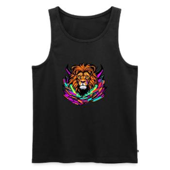 Herz und Seele eines Löwen - Männer Premium Bio Tank Top - Schwarz - Vorne - AI Model Male 178 light (178cm)