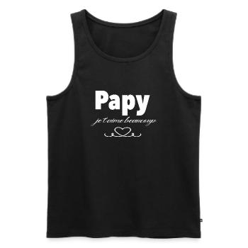 Papy je t aime beaucoup - Débardeur bio Premium Homme - noir - Devant - Michal (187cm)