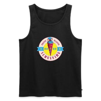 Schulkind 2023 Erste Klasse Label - Männer Premium Bio Tank Top - Schwarz - Vorne - AI Model Male 178 light (178cm)