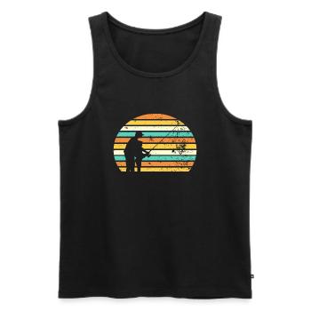 Angler Retro Vintage Fischer - Männer Premium Bio Tank Top - Schwarz - Vorne - Michal (187cm)
