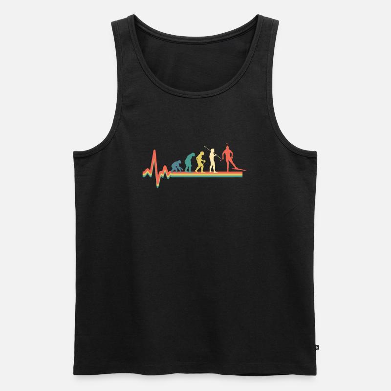 Evolution Biathlon Wintersport Retro - Männer Premium Bio Tank Top - Schwarz