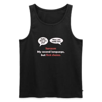Sarkasmus - Männer Premium Bio Tank Top - Schwarz - Vorne - Michal (187cm)
