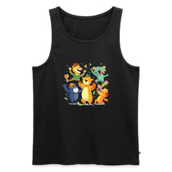 Animaux à la fête - Débardeur bio Premium Homme - noir - Devant - AI Model Male 178 light (178cm)