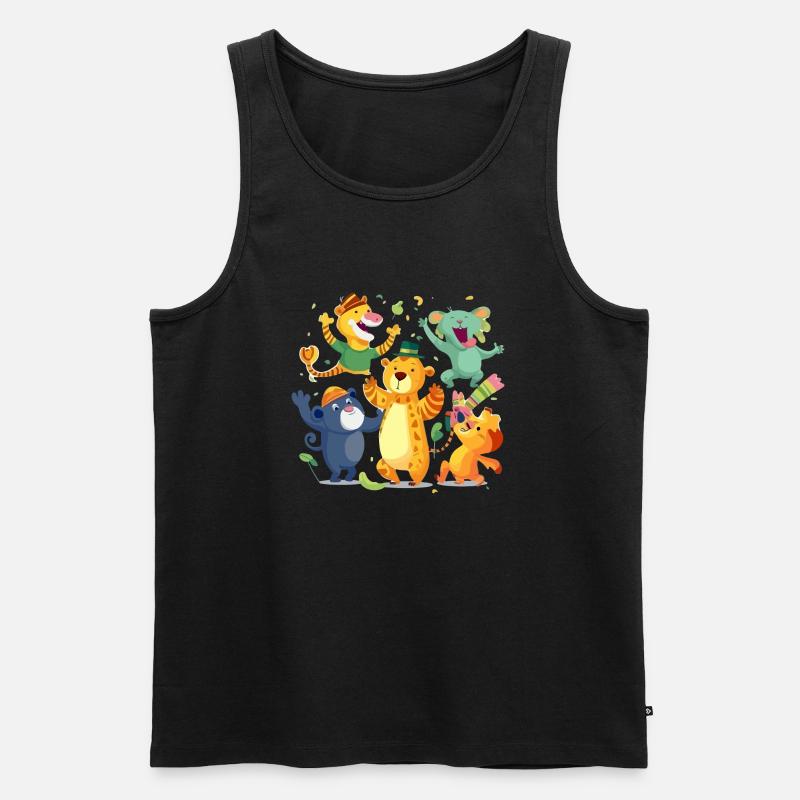 Tiere auf der Party - Männer Premium Bio Tank Top - Schwarz