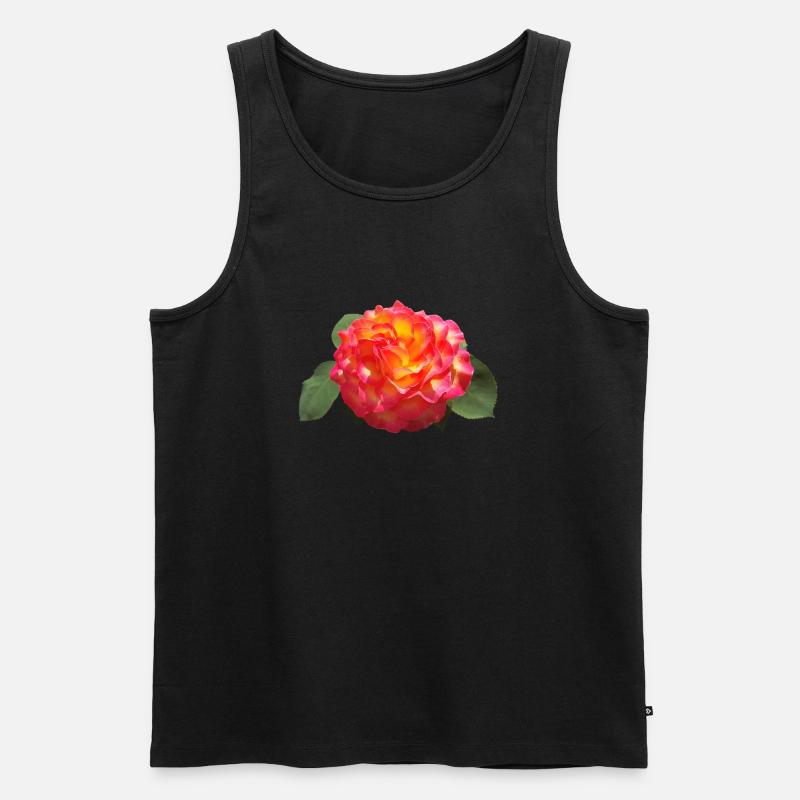 Rote FRÜHLINGSROSE - Männer Premium Bio Tank Top - Schwarz