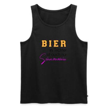 Bier im Trichter - Männer Premium Bio Tank Top - Schwarz - Vorne - Michal (187cm)