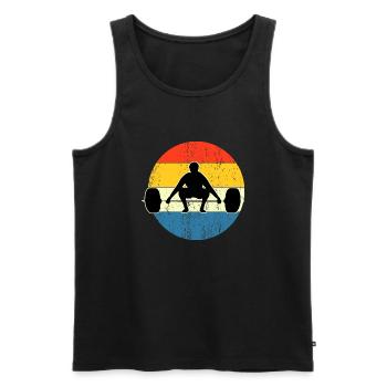 vintage fitness workout sunset - Men's Premium Organic Tank Top - black - Front - AI Model Male 178 light (178cm)