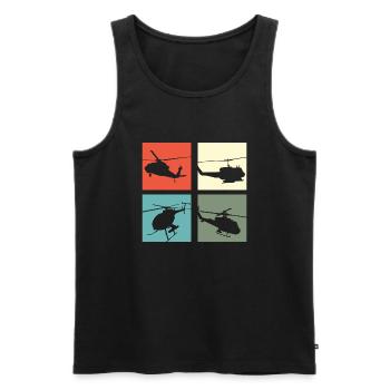 Helikopter Vintage - Männer Premium Bio Tank Top - Schwarz - Vorne - Michal (187cm)