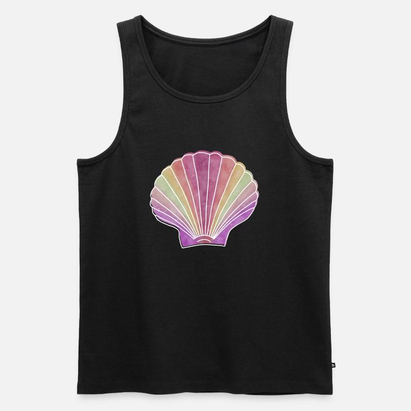 "Scallop", Boho Line Art Design, "Shells" - Men's Premium Organic Tank Top - black