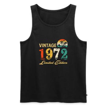 Vintage 1972 Edition Limitée Made In 1972 Anniversaire - Débardeur bio Premium Homme - noir - Devant - AI Model Male 178 light (178cm)