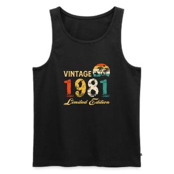 Vintage 1981 Limited Edition Made in 1981 Geburtstag - Männer Premium Bio Tank Top - Schwarz - Vorne - Michal (187cm)