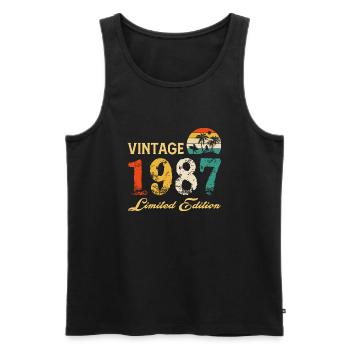 Vintage 1987 Limited Edition Made In 1987 Birthday - Men's Premium Organic Tank Top - black - Front - Michal (187cm)