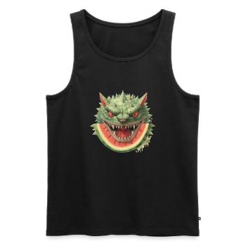 Melon monstre pastèque effrayant amusant - Débardeur bio Premium Homme - noir - Devant - AI Model Male 178 light (178cm)
