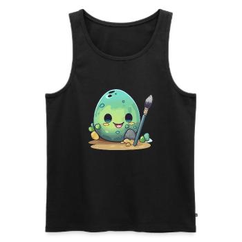 Egg with brush - Men's Premium Organic Tank Top - black - Front - AI Model Male 178 light (178cm)