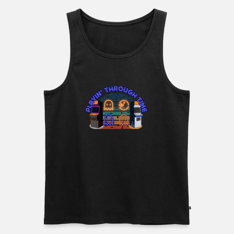 Playin Through Time - Männer Premium Bio Tank Top - Schwarz
