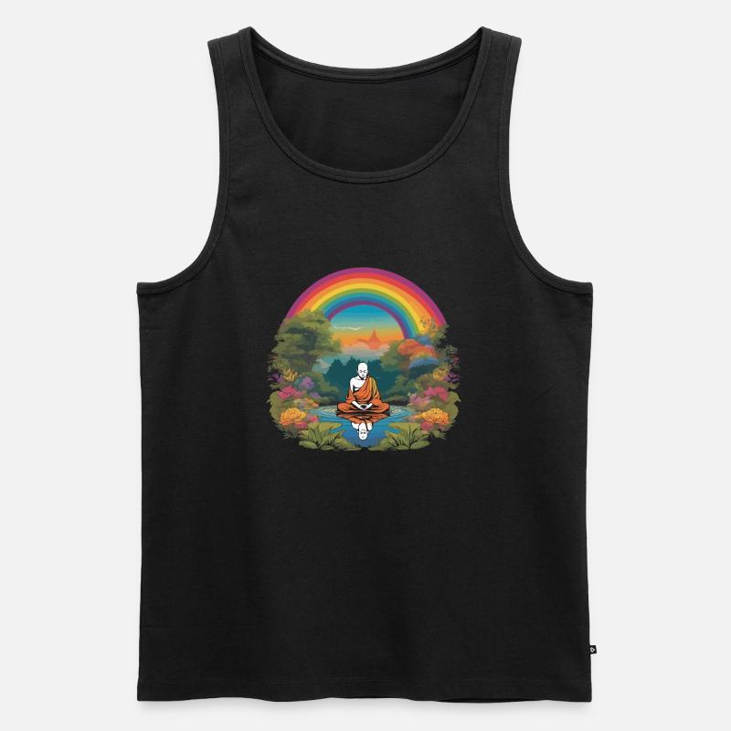 Regenbogen-Mönch - Männer Premium Bio Tank Top - Schwarz