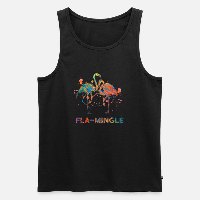 Flamingo Fla Mingle - Männer Premium Bio Tank Top - Schwarz