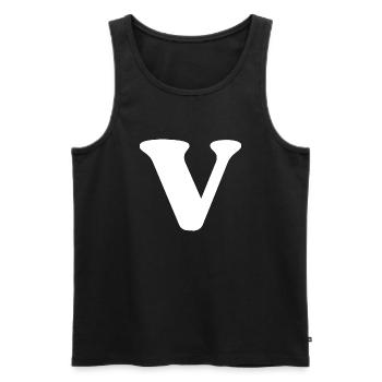 Lettre v - Débardeur bio Premium Homme - noir - Devant - AI Model Male 178 light (178cm)