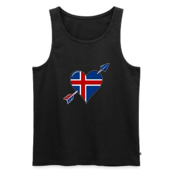 Drapeau islandais coeur amoureux - Débardeur bio Premium Homme - noir - Devant - AI Model Male 178 light (178cm)