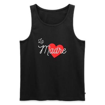 Désigne La Madre - Idée fête de mère - Débardeur bio Premium Homme - noir - Devant - AI Model Male 178 light (178cm)
