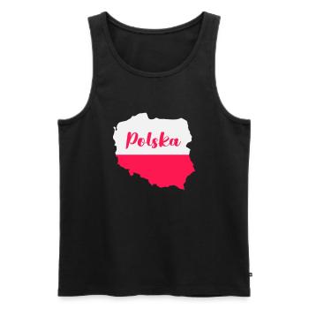 Poland Polska - Men's Premium Organic Tank Top - black - Front - AI Model Male 178 light (178cm)