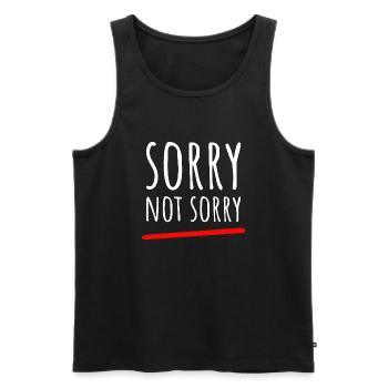 Sorry Not Sorry. Ironic and funny design - Men's Premium Organic Tank Top - black - Front - AI Model Male 178 light (178cm)